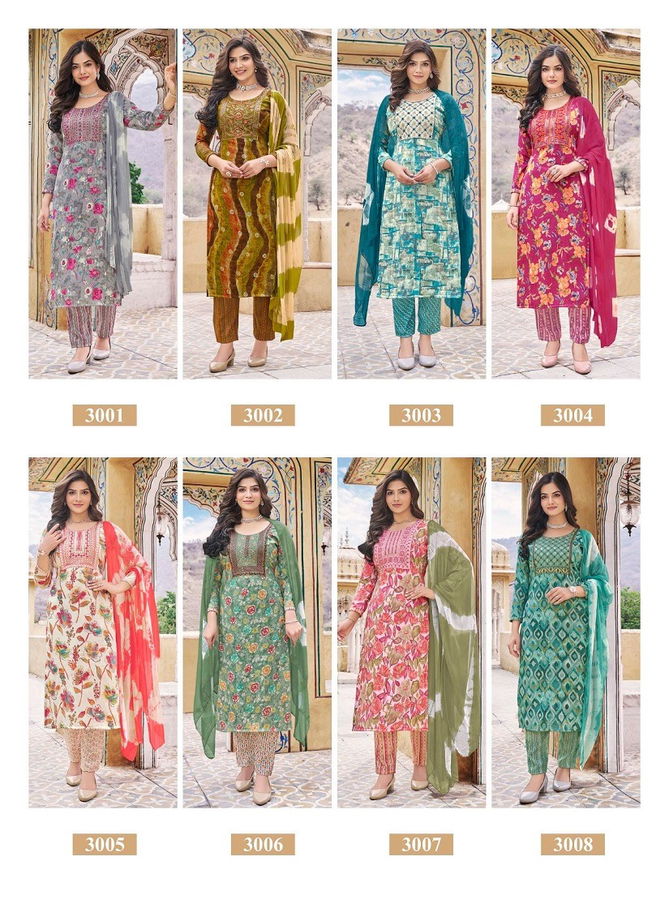 Sofiya Vol 3 By Navkar Foil Printed Rayon Kurti With Bottom Dupatta Wholesalers In Delhi